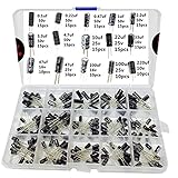 Ltvystore 200PCS 15 Value 10V 16V 25V 50V Metal Electrolytic Capacitors Assorted Assortment Kit Set with Clear Plastic Box to Carry Convenient Range 0.1uF－220uF (Lable Capacitor)