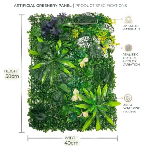 Image of Dekorly Artificial Grass Wall Panels | Indoor Outdoor Decoration | Garden, Floor, Balcony Home Decoration | Vertical Garden Artificial Wall Plants (Multi Flowers Mat, 58cm x 40cm)