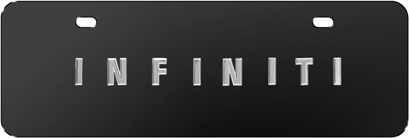 iPick Image for Infiniti 3D Name European Look Half-Size Black Stainless Steel License Plate