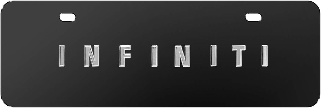 iPick Image for Infiniti 3D Name European Look Half-Size Black Stainless Steel License Plate