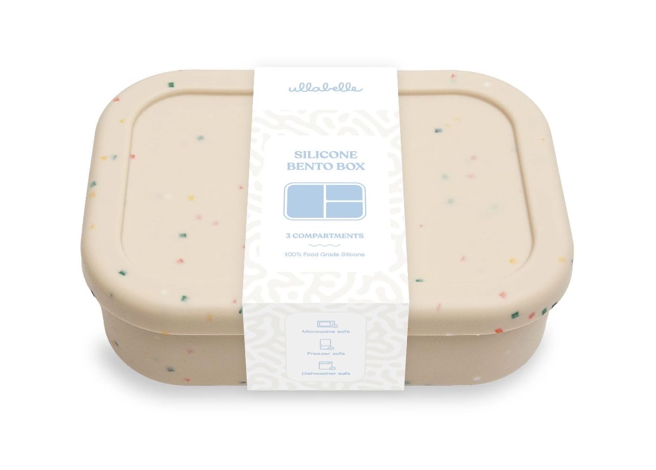 Ullabelle Kids Bento Box – 3 Compartments, Leakproof Lunch Box, BPA-Free Snack Container, Divided Lunch Box for Toddlers &amp; Kids, Dishwasher Safe, Easy to Clean (Beige)