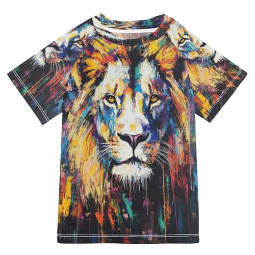 MNSRUU Toddler Boy Rash Guard Short Sleeve Swim Shirt Lion Print Rashguard 3T Beach Shirts Quick Dry,64