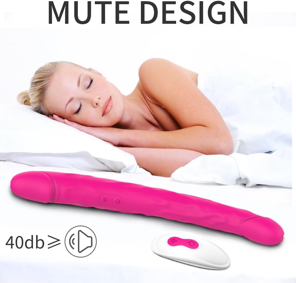 Vibrador de consolador de doble extremo Sh para juegos lésbicos | Rosa | 9 modos de vibración | Impermeable | Recargable con cargador USB incluido