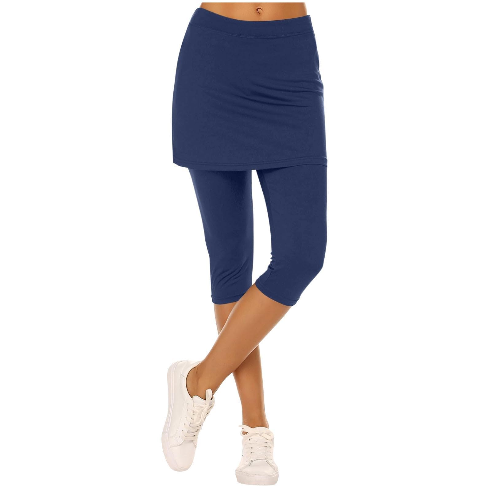 Pantalones deportivos para mujer con falda 2 en 1, faldas de tenis con bolsillos, falda de golf, gimnasio, entrenamiento, falda deportiva, cintura alta, pantalones deportivos hasta la rodilla