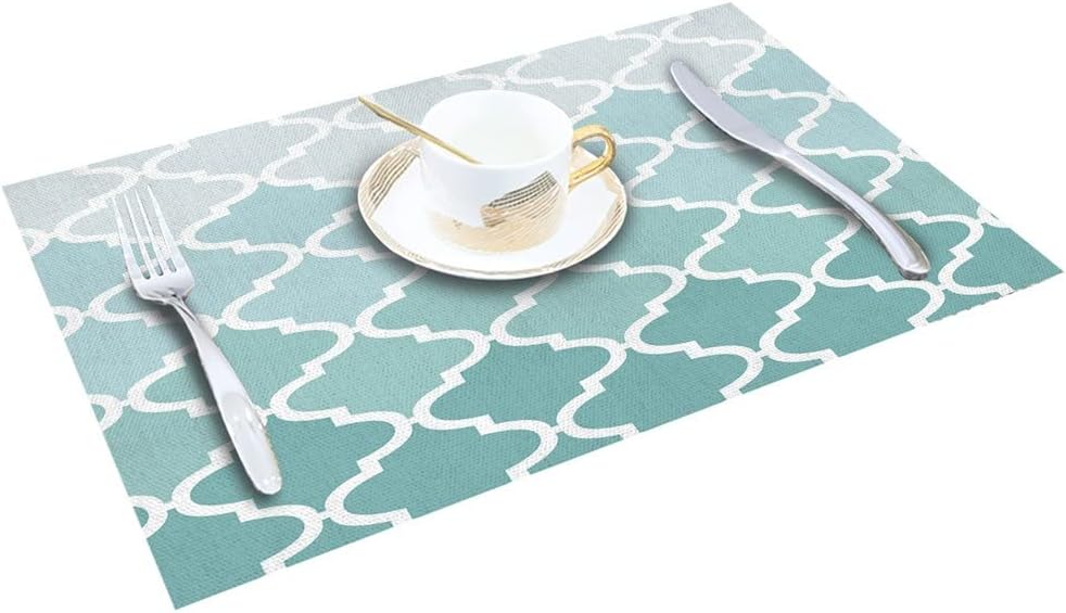 4/6pcs Set Table Mats Geometric Blue Green Gradient Table Napkin Kitchen Accessories Home Party Decorative Placemats (Color : D, Size : 4 PCS)