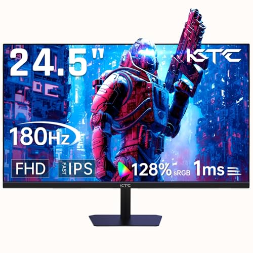 Image of KTC 24.5 inch 180Hz FHD gaming monitor, fast IPS, 1920P x 1080P 1ms, 128% sRGB HDR10, Freesync HDMI x 2 /DP x 1 VESA tilt adjustable Xbox PS5 switch (HDMI cable included)