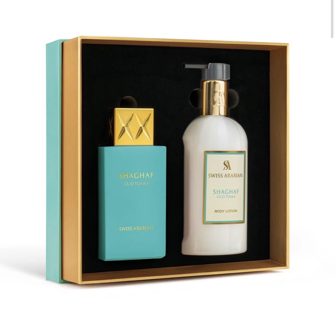 Swiss Arabian Shaghaf Oud Tonka Eau de Parfum 75 ml mit Body Lotion 300 ml Geschenkset