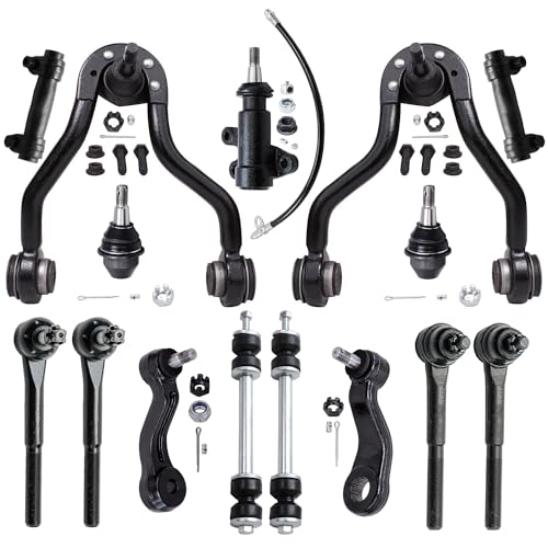 Image of Detroit Axle - 4WD Front End Suspension Kit for Chevy GMC K1500 K2500 Suburban Tahoe Yukon Cadillac Escalade Upper Control Arms Sway Bars Lower Ball Joints Tie Rods Replacement - 15pc Set