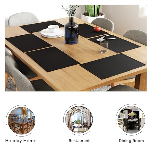 Encasa XO Dining Placemat Set of 6 | Solid Black Color | Fine Ribbed Cotton Table mat | Size 19x13 in | Machine Washable by Encasa XO - Used condition - Image 6