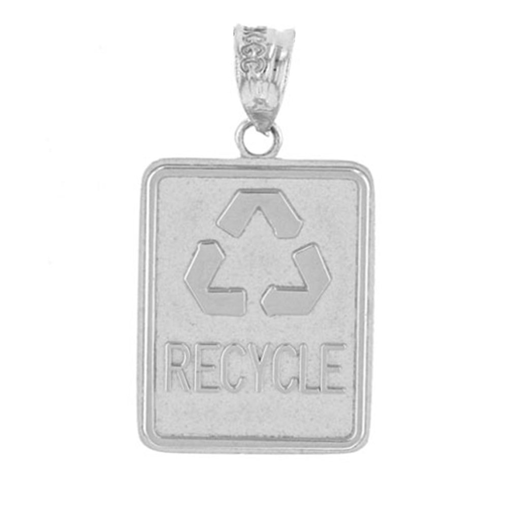 925 Sterling Silver Eco Friendly Recycle Symbol Charm Pendant