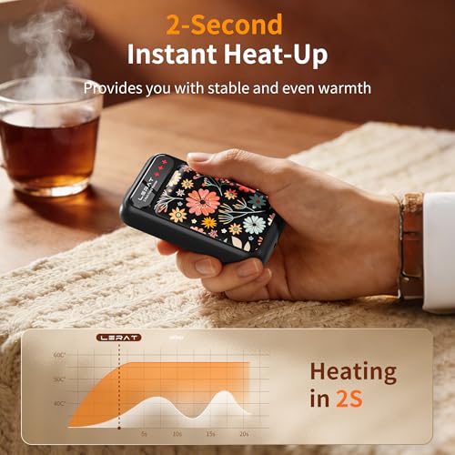Lerat Hand Warmers Rechargeable, Fast Heating Hand Warmer with 3 Heat Settings, Portable Hand Warmer Reusable Gifts for Women Black Tenacious Glow - image 2