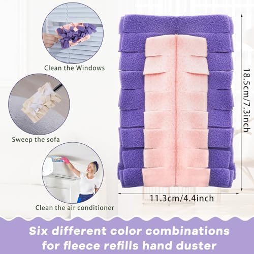 Image of Zubebe 3 Pcs Reusable Duster Refills Fleece,Classic Color | Soft Polyester Fiber Flat Duster Refill Multi Surface Washable Cleaning Pad Tools for Home, Blinds, Car, Pet, Furniture, Fans