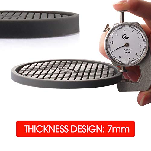 Me.fan Silicone Coasters [6 Pack] Thickened Drink Coasters With Holder - Cup Mat - Non-Slip, Non-Stick, Stay Put, Deep Tray - Prevents Furniture And Tabletop Damages(Gray) #TOP6