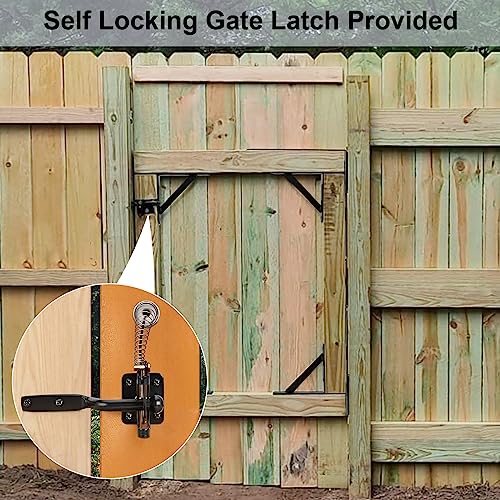 Image of Mofeez Fence Gate Kit Iron Gate Hardware with Gate Latch for Wooden Fences Shed Doors Heavy Duty Anti Sag Gate Corner Brace Bracket (Pack of 2)