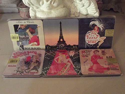 Cartexpo 70765 Divers Lot de 6 sous Verres Paris Casino Bois/Liège