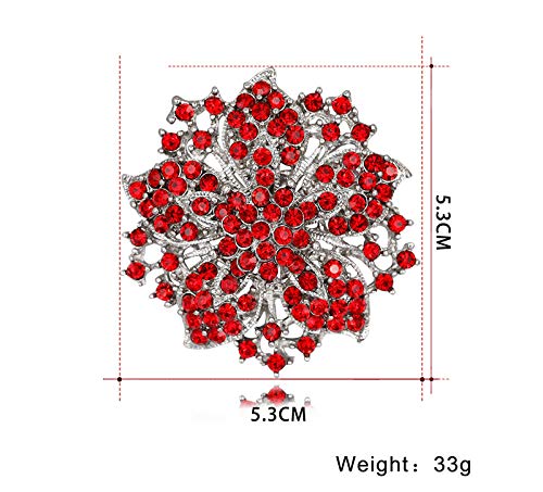 Image of Wedding Bridal Big Crystal Rhinestone Bouquet Brooch Pin for Women (light blue flower)