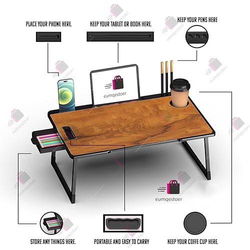 Office Table for Home/Writing Desk for Office/Folding Table for School/Folding Study Table/Work from Home Multipurpose Table (Wood COTTED) - Image 4