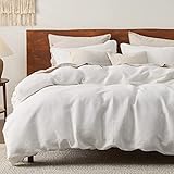 Bedsure Cotton Duvet Cover Queen - 100% Cotton Waffle Weave Coconut White Duvet Cover Queen Size, Soft and Breathable Duvet Cover Set for All Season (Queen, 90"x90")