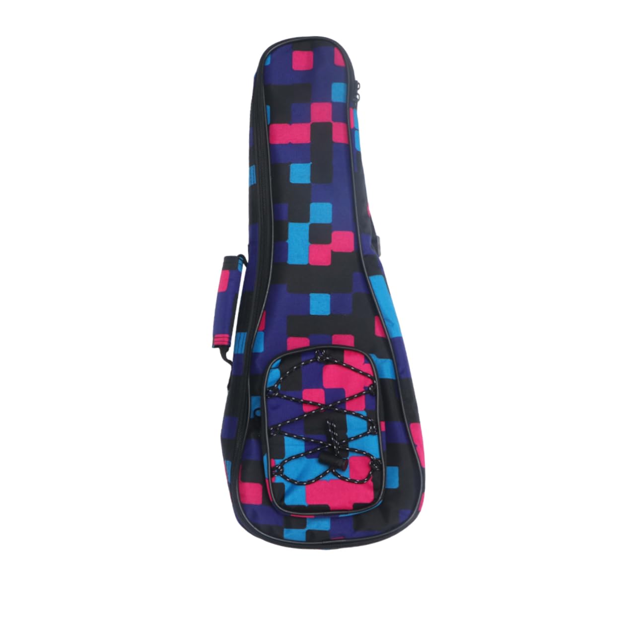 Borsa per Ukulele Imbottita in Cotone 21 Pollici Zaino | Motivo Floreale a Quadri, Doppia Cerniera, Tasca Frontale a Rete, Tracolla Singola o Doppia