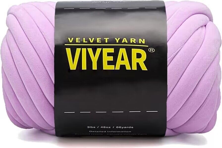VIYEAR Chunky Cotton Arm Knitting Yarn, Super Soft Vegan Light Purple Velvet, Jumbo Fluffy Bulky Giant Yarn for Christmas DIY Home Decoration