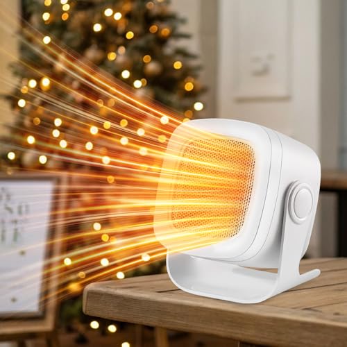 Anluomafuy Compact Power Termoventilatore, Riscaldante Portatile, Termoventilatore Basso Consumo, 2 Livelli di Potenza, Riscaldamento Ceramico da PTC, Piccole Dimensioni, Bianco