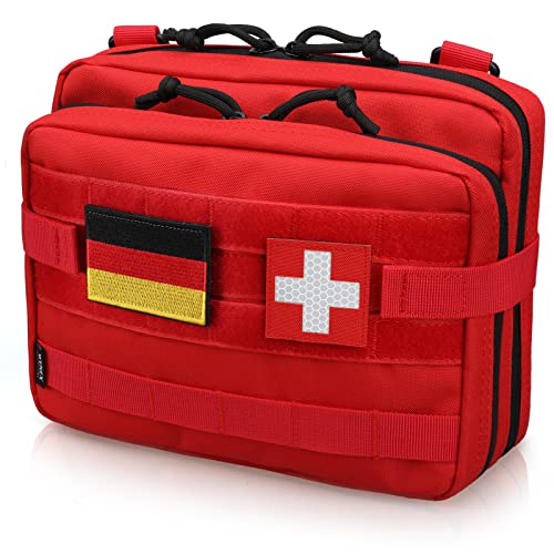 WYNEX Bolsa Táctica de Doble Capa, Bolsa Molle EDC EMT Utilitaria con Funda para Mapa Bolsa Modular para Herramientas Gran Capacidad Parche de Bandera Incluido
