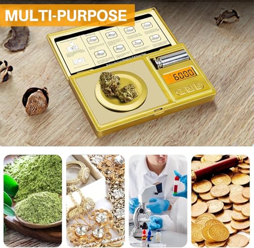 Image of Cason Milligram Pocket Scale, 50g /0.001g Portable Mini Weighing Machine - Best Gold Weighing Machine, Digital Pocket Weight Machine for Jewellery, Powder, Medicine with Tare & Calibration Weight(Gold)