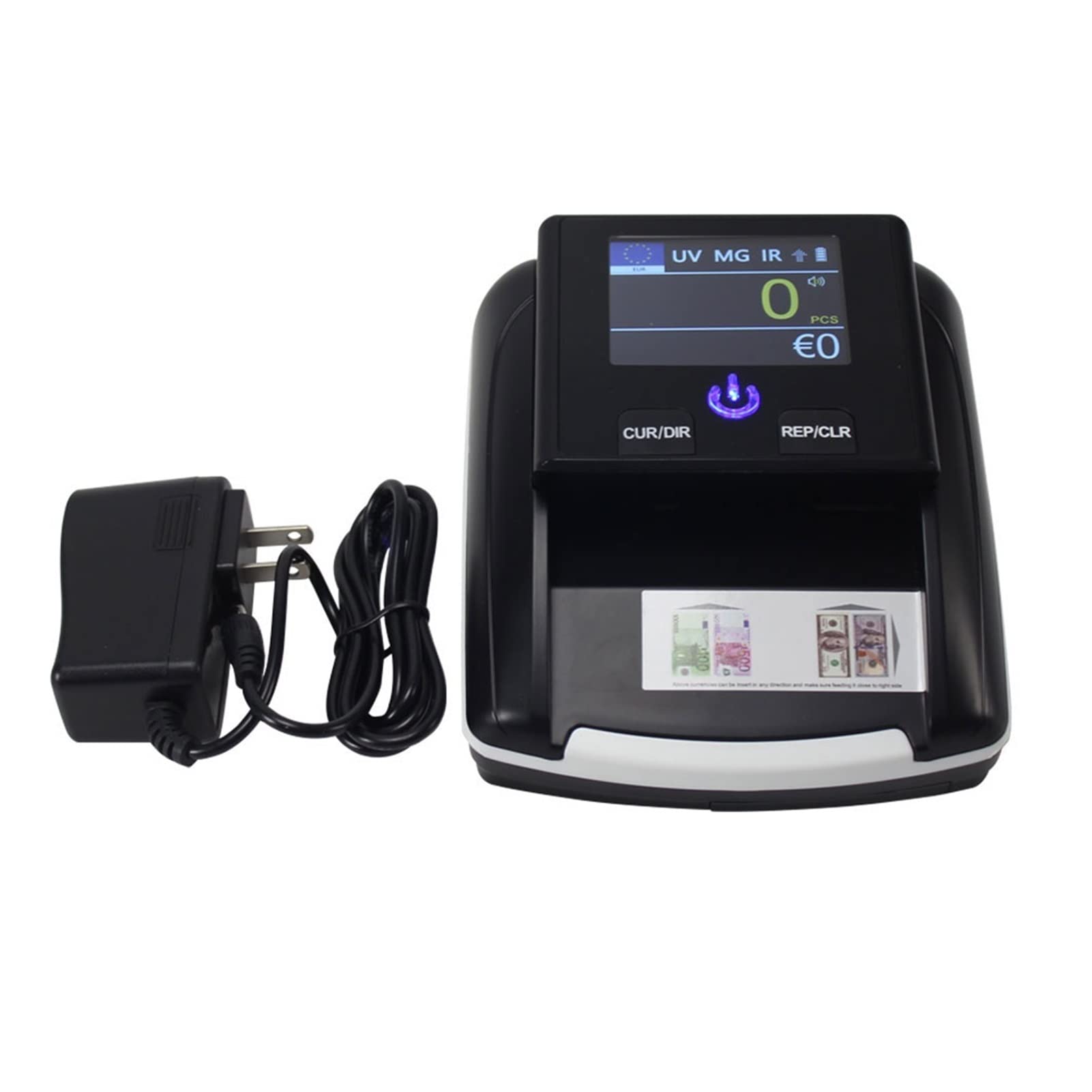 Bancone di fattura USD/EUR Riconoscimento automatico ad alta precisa macchina cattura di soldi falsi con rilevatore di denaro ricaricabile della batteria(With battery)