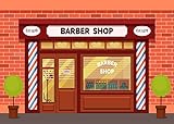BELECO 5x3ft Fabric Cartoon Barber Shop Backdrop for Photography Red Brick Wall Hair Salon Hairstylist Haircut and Shave Barbershop Backdrop Barber Party Decorations Photo Background Props Wallpaper