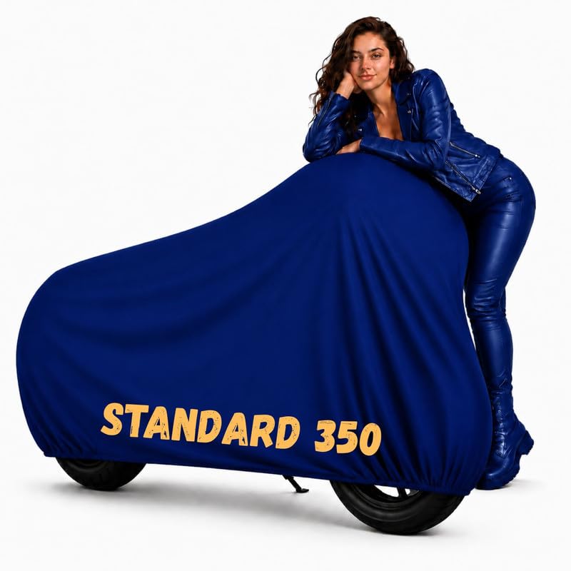 Image of Puroma Waterproof Bike Cover Compatible with Standard 350| All Weather Protection from Rain, Dust, & Scratches with Mirror Pockets & Buckle Belt, Blue