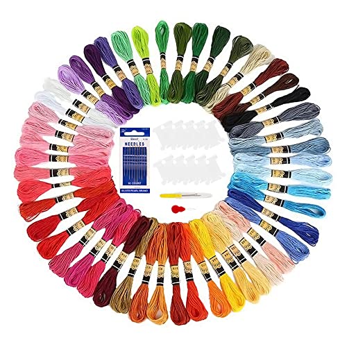 Lahviuu Embroidery Floss, 50 Skeins (50 Colors), 8m Each, Polyester Cotton, Cross Stitch, Friendship Bracelets, Craft Floss