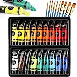 EXCELENTE REGALO: El juego de pintura acrílica de 18 colores y 36 ml viene en una hermosa caja de regalo que se puede usar como regalo para amigos y familiares, o como tarjeta navideña para amigos y familiares de vacaciones.