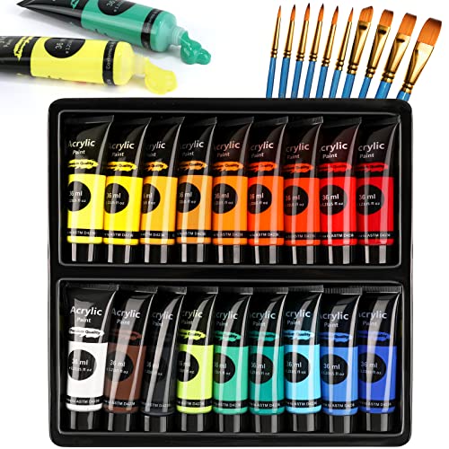 Artkaler Acrylfarben Set, 18 Farben acrylic paint 1,22 fl oz 36ml Tuben Cover