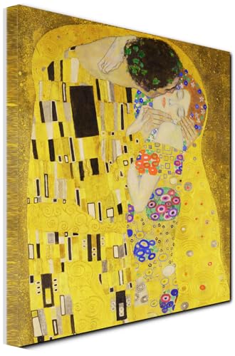 Generico Quadro Il Bacio Di Klimt riproduzione del dipinto opera d'arte il bacio Stampa Su Tela Canvas alta risoluzione e qualità (QUADRO CON TELAIO IN LEGNO Cm 50X60)