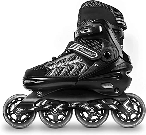 Adjustable Inline Skates for Adults, Safe and Durable Blades Roller Skates with Giant Wheels, High Performance Professional Skates for Men Women Black Size 5 6 7 8