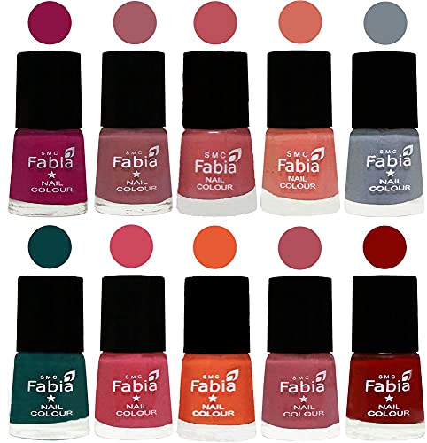 Image of ALL IN ONE (PACK OF 10), Long Lasting Glossy Nail Polish, 6 ml Each, All Vibrant Colours,01950