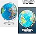 LED Illuminated World Globe w/ 720 Degree Rotation Range, 13 Inch Educational Cartography Map w/Chrome-Plated Base Light for Children Home Office