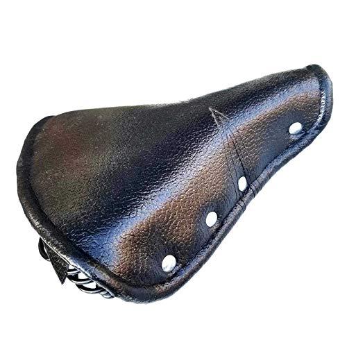 Selle de vélo en simili cuir vintage à ressorts élégante noir