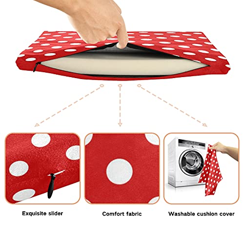 Emelivor Red Polka Dot Plaid Chair Cushion Memory Foam Seat Cushion With Washable Comfort Chair Pad For Dinning Chair Kitchen Chair Office Chair #TOP2