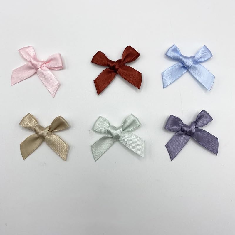 SYSUII Pack of 100 Mini Satin Ribbon Bows 3.5 cm x 3.2 cm Mini Satin Bows Bowknot Small Satin Ribbon Bows Made of Polyester for Wedding Decoration Cards DIY Crafts Gift Wrapping - Image 3