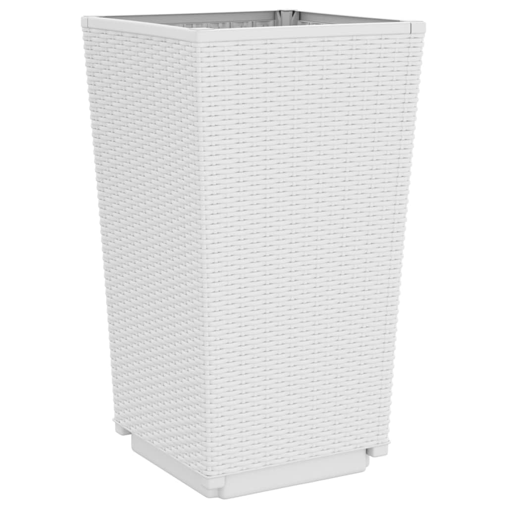 Donice ogrodowe 2 szt biale 32,5x32,5x57 cm PP duze pojemniki na kwiaty taras balkon rattanowy styl eleganckie