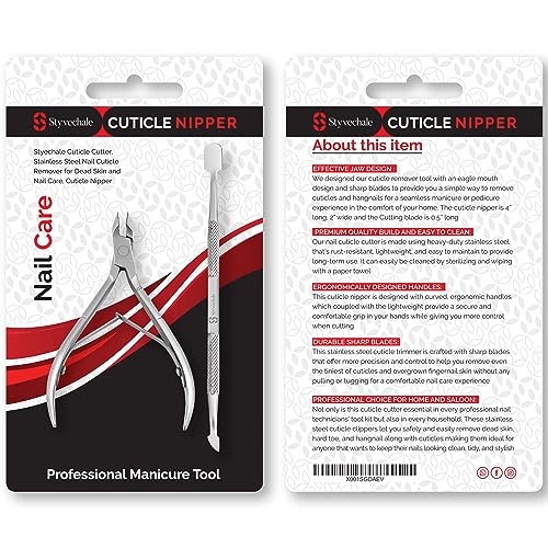 Cuticle Nipper with Cuticle Pusher Nail Cuticle Nipper Silver Stainless Steel Sharp Blades Manicure Tools with Double Spring Nail Care Pedicure Nail Tool