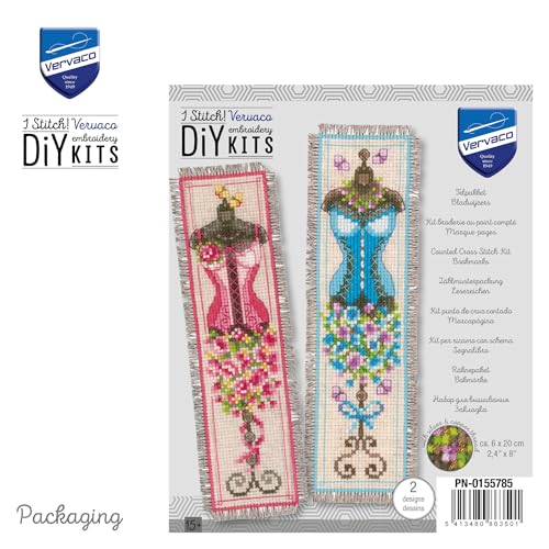 Image of Vervaco Bookmark Counted Cross Stitch kit Corset Set of 2, DIY