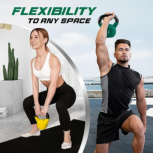 Yes4All 2-20kg Neoprene Coated Cast Iron Kettlebell, Kettle Bell Weight Sets for Home Gym Fitness & Weight Training - Multicolor Kettlebells - Image 6