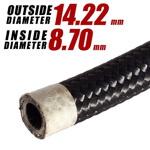 Vincos 16Ft 6 An An6 Nylon And Stainless Steel Braided Oil Gas Fuel Hose Fuel Line + 10Pcs 6An Hose Fitting Kit Black Leak Free #TOP2