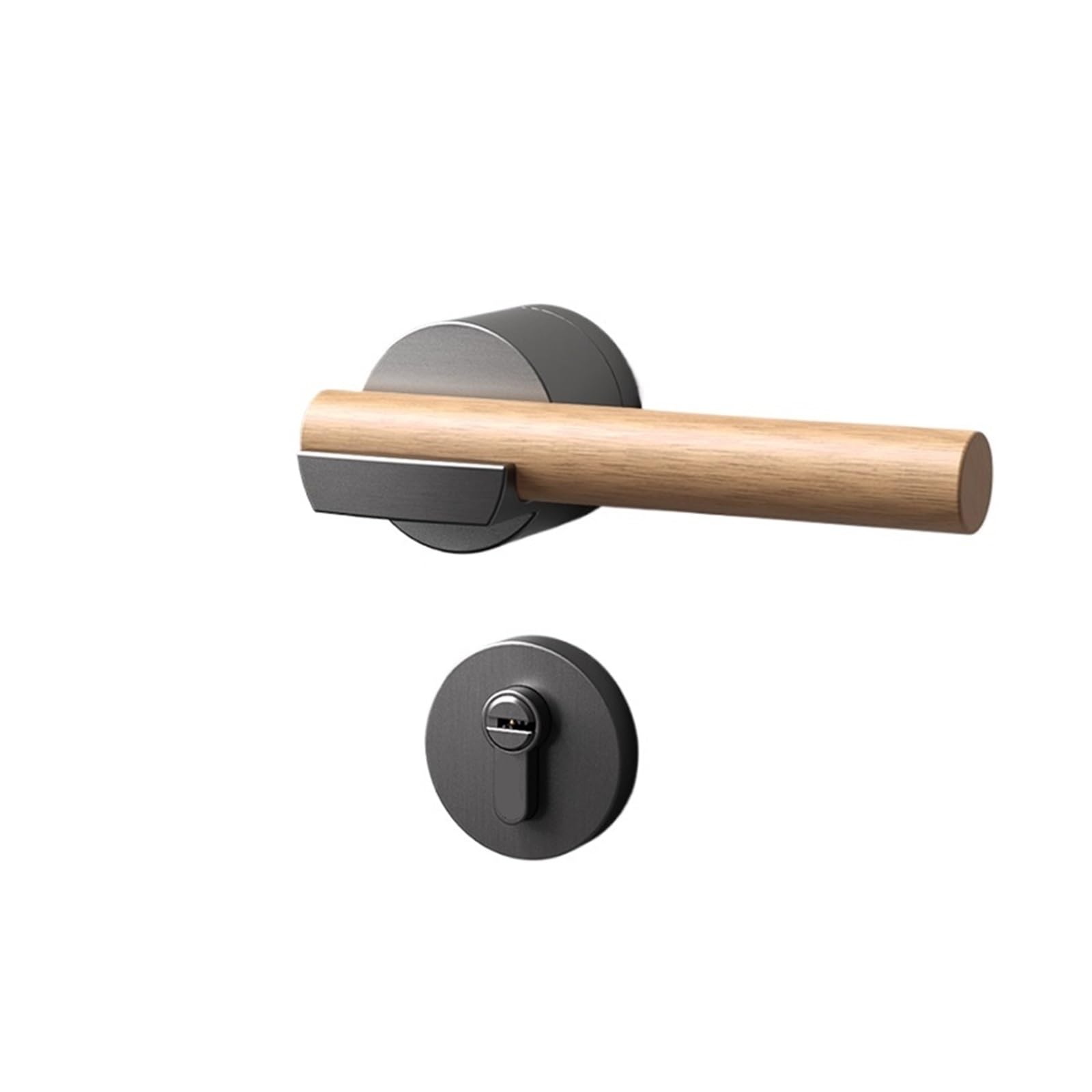 Indoor Door Lock, Cherry Wood Retro Interior Door Lock | Silent and Stylish for 35-50mm Thickness(Black,with Key)