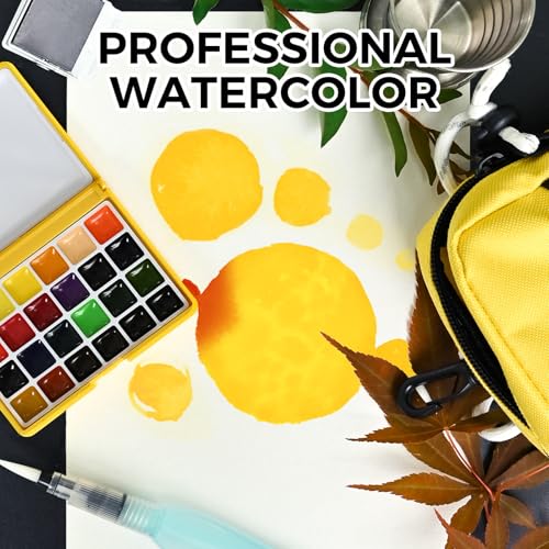 Image of Funto Watercolor Paint Set, 24-Color Yellow Kit for Urban Sketching