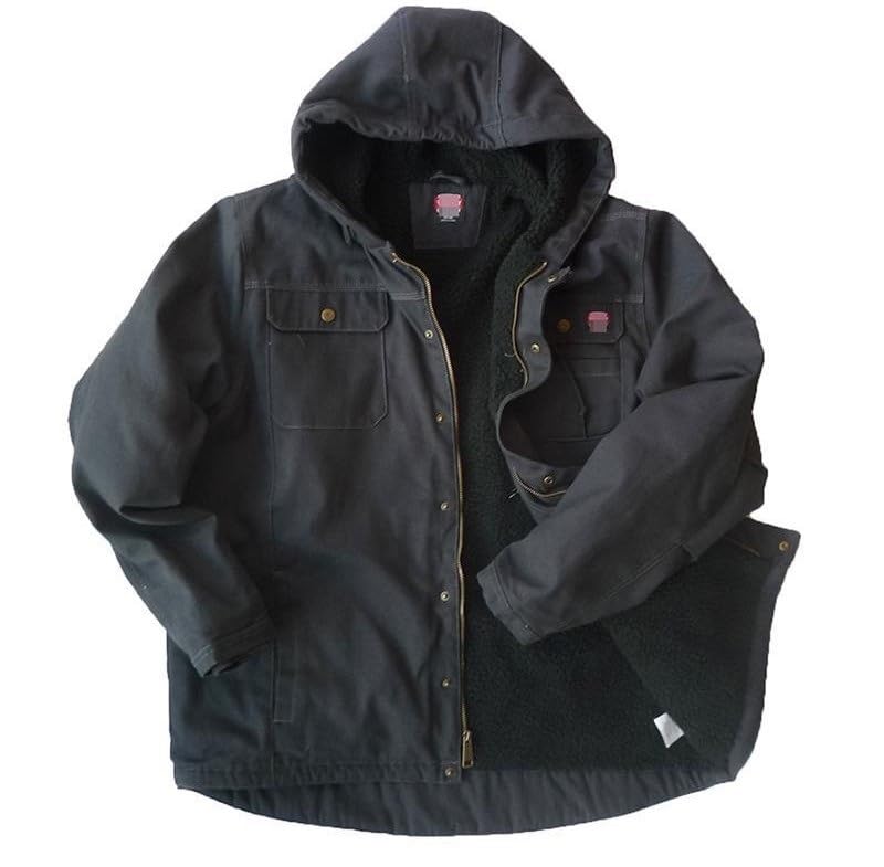 TiLLOwMen Loose Version Winter Warm Work Jacket, Multi-pocket Overalls, Work Casual Jacket, Utility Jacket, Bomber Jacket (Color : Black, Size : Medium)