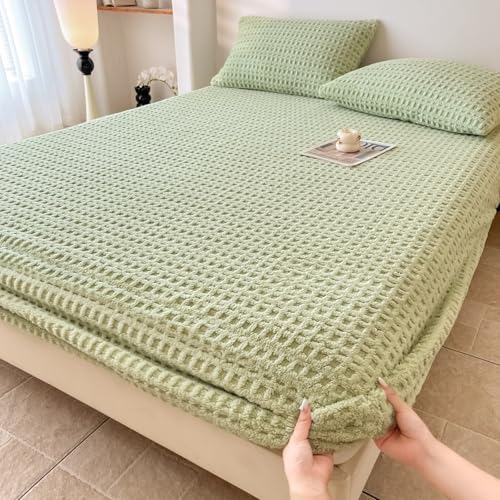 JIANINGHOME Sábana bajera ajustable de franela extra profunda de 200 x 220 pulgadas, tamaño individual, doble, superking