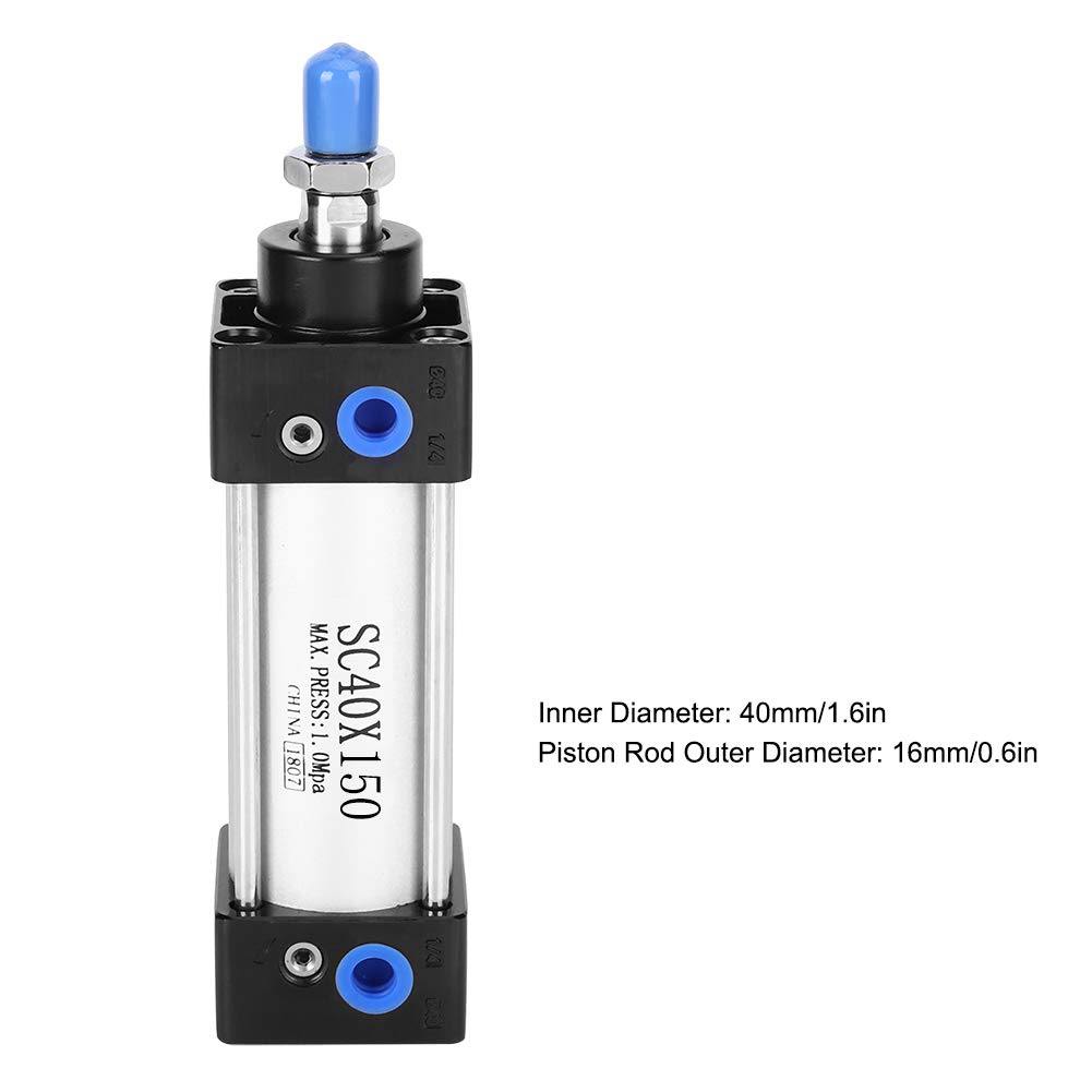 Air Cylinder, SC40 Air Pneumatic Cylinder Double Acting, 25mm, 50mm, 75mm, 100mm, 125mm, 150mm, 175mm, 200mm Stroke Air Cylinder Double Action (optional stroke)(SC40X150) — Amazon image 3